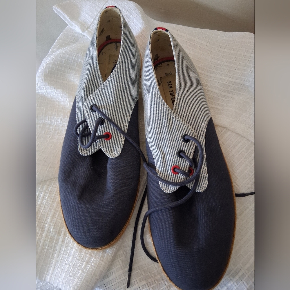 Ben Sherman Navy Canvas & Striped Casual Shoes